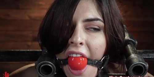 Locked in metal slave Keira Croft fingered and made to squirt by master The Pope (Fetish Fatale)