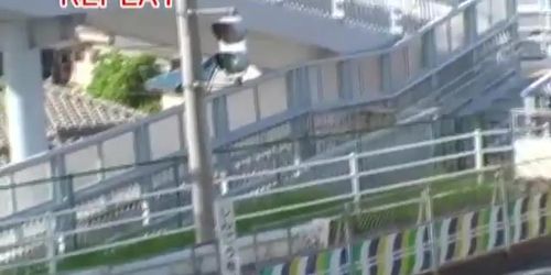 Busty Japanese Walks Across a Bridge in the Buff.mp4 (amateur real)