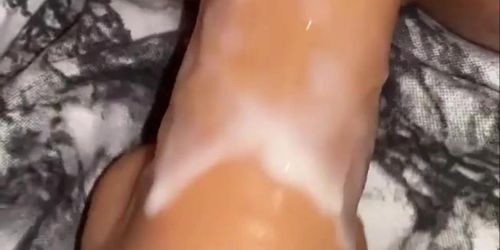 Horny Girl Masturbating Her Creamy Pussy With A Dildo