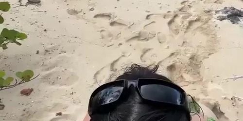 Woe Senpai POV Blowjob at Beach