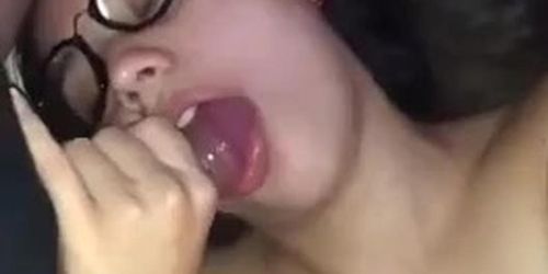 Cute College Bitch Blowing Two Men