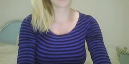 Blonde slut from work shows you her tits.