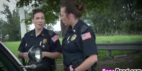 Busty milf cops bang black suspect