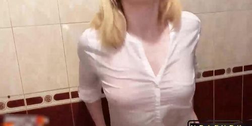 Stepsis In Wet Shirt Fingering Pussy And Deepthroat Cock In The Shower