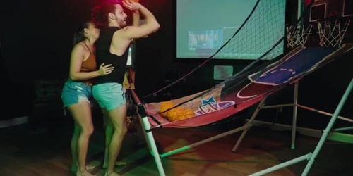 Stunning Latina MILF Jolla Sex Session During Basketball Game in Friend's Arcade (Jolla Pr)