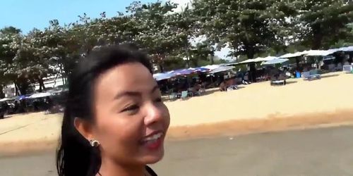 Sexy Thai girl picked up on the beach and fucked POV