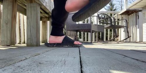 Candid feet slides