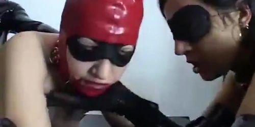 Two latex bros fuck their latex bitches while they kiss