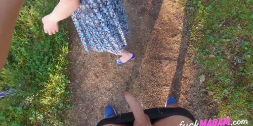 He fucked and creampied me outdoors - I pulled my panties up!