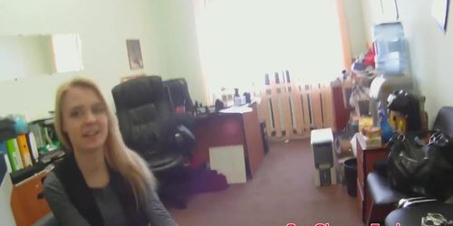 POV fucked beauty sucks dick on spycam