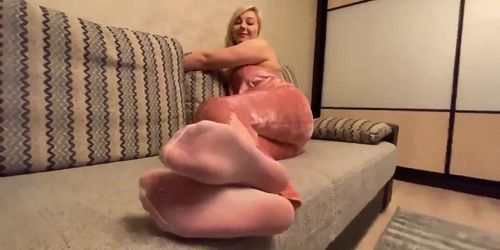 (PinkRoseEdit) Rina Foxxy Nylon Pantyhose Feet 1