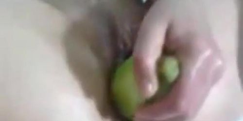 Vegetable Fisting - Amateur Stretches Herself on Webcam