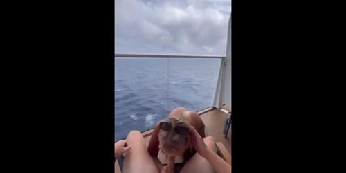 Slut On Cruise Sucks And Gets Fucked On Boat Balcony