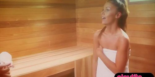 Blonde with long legs fucked by a stranger in a sauna sex (Whitney Westgate)