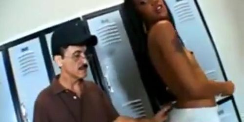 Kapri Styles fucks janitor in the locker room