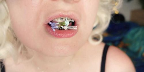 Giantess Vore Fetish - FemDom POV - Braces Mouth Tour Close Up