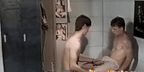 Slim young homosexual takes it up the ass in the shower