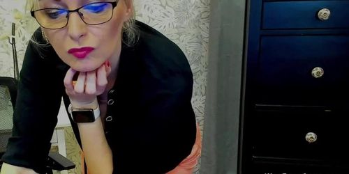 Busty German MILF posing and flashing breasts on webcam