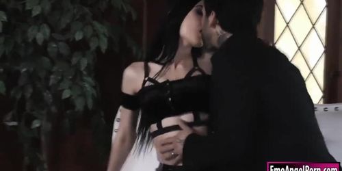 Goth girl Marley enjoys two cock inside her tight ass and pussy (Marley Brinx)