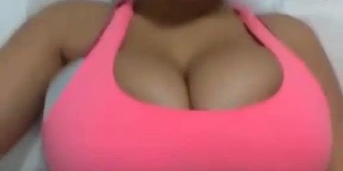 Busty latina jiggling huge boobs
