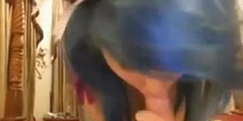 Blue haired girl blowjob
