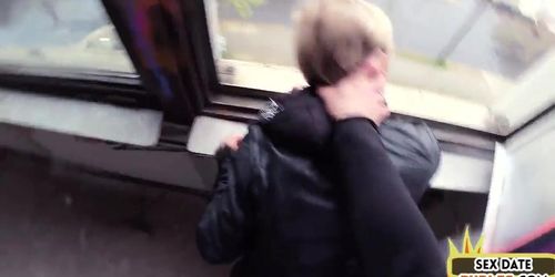 PUBLIC SEX DATE - Tattooed German lady POV fucked by sex date on public place