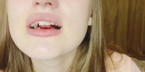 Cute Teen Mouth Open Gummy Swallow Sexy Tongue Spit Uvula Ahegao Vore