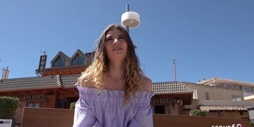GERMAN SCOUT - Magaluf Holiday Teen Candice Talk to Public Agent Casting
