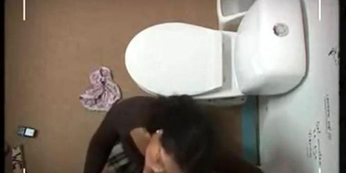 GloryHole in toilet for asian chick