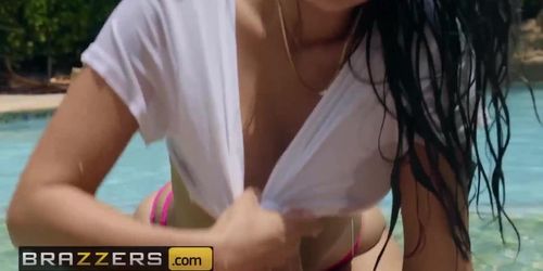 Brazzers - Latina Katana Kombat takes big cock by the pool