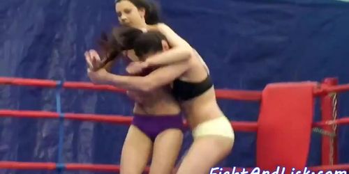 Facesitting teens get tired while wrestling