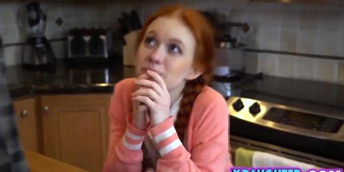 Petite ginger slut with pig tails Dolly Little fucked hard by a huge dick