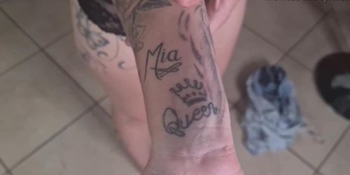 Brunette MILF explaining her story of every tattoo she has on her body | inked slut | close up porn