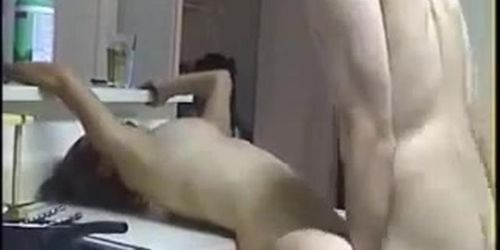 Cute girl fucked in kitchen