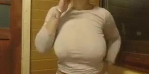 busty bitch smokes webcam