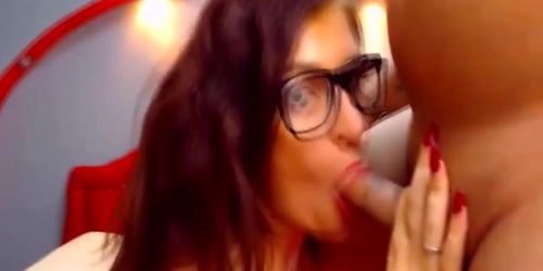 Mouth Fucking With Horny Nerd Girl On Cam