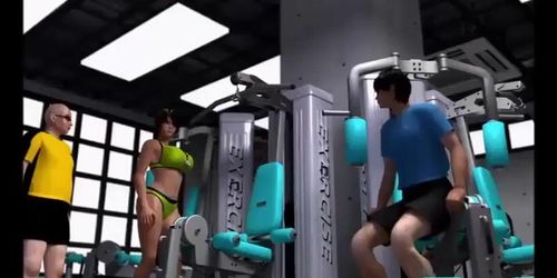 3d big boobs get blowjob sex on gym