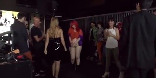 Euro redhead anal fucked in public bar