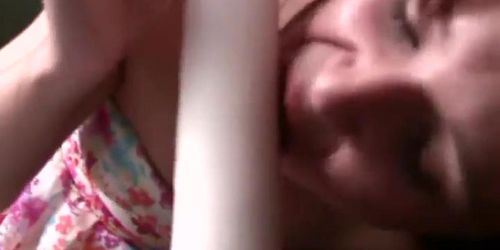 while bedside, really sexy, bitchy redhead hottie can't resist sucking huge dick for her horny hubby as he films her on came