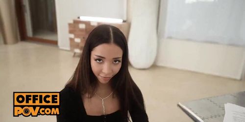 POV - Lia Lin takes your cock in her mouth and pussy