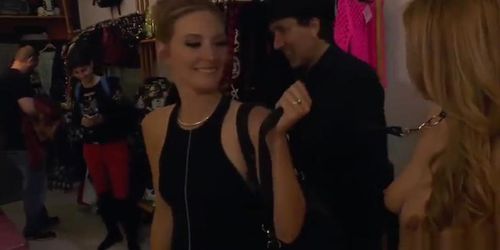 Busty blonde fucked in crowded boutique