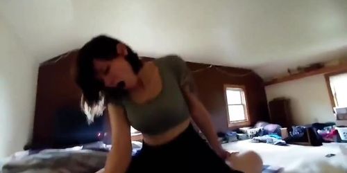 Hot amateur emo teen with perfect boobs riding like a champ