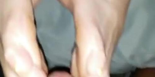 Blonde girlfriend footjob 2