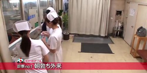 5 Japanese nurses sucking a cocks