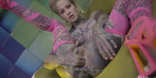 Heavily Tattooed Teen Anal Stretching