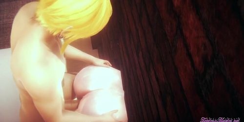 Naruto Hentai 3D - Threesome Hinata blowjoib and Gets Fucked Through a Wall - Anime Manga Japanese Porn