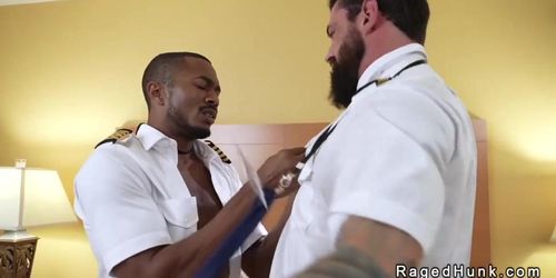 Iterracial gay anal sex between pilots in hotel room (Sean Xavier)