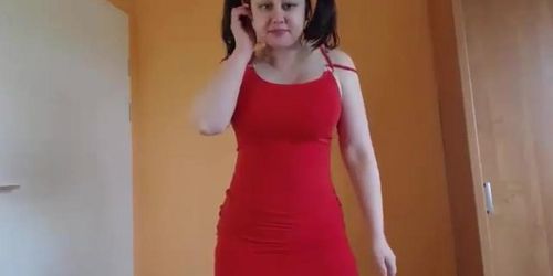 red dress oiled ass