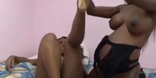 Pregnant ebony pleasured by her friend and her kinky toys