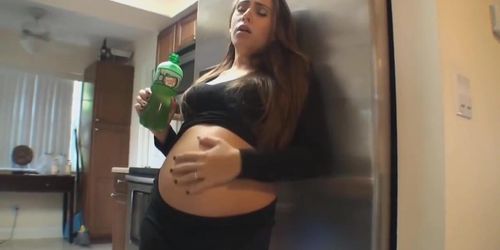 Fat belly girl chugging soda